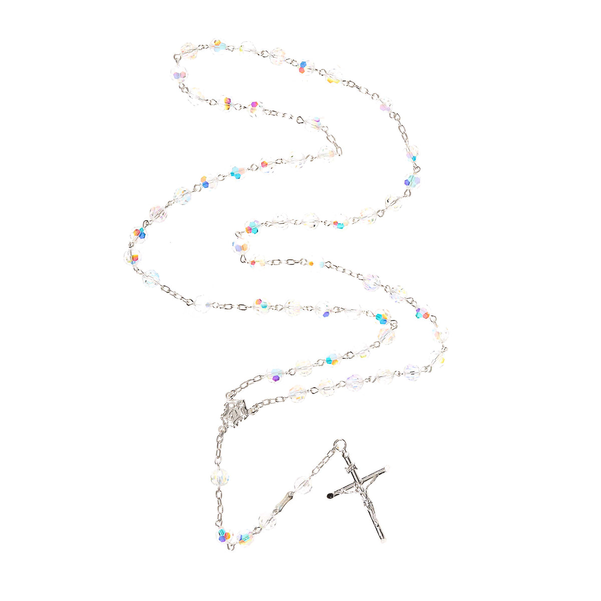 Italian Silver & Fire Polished Crystal Preciosa beaded Rosary