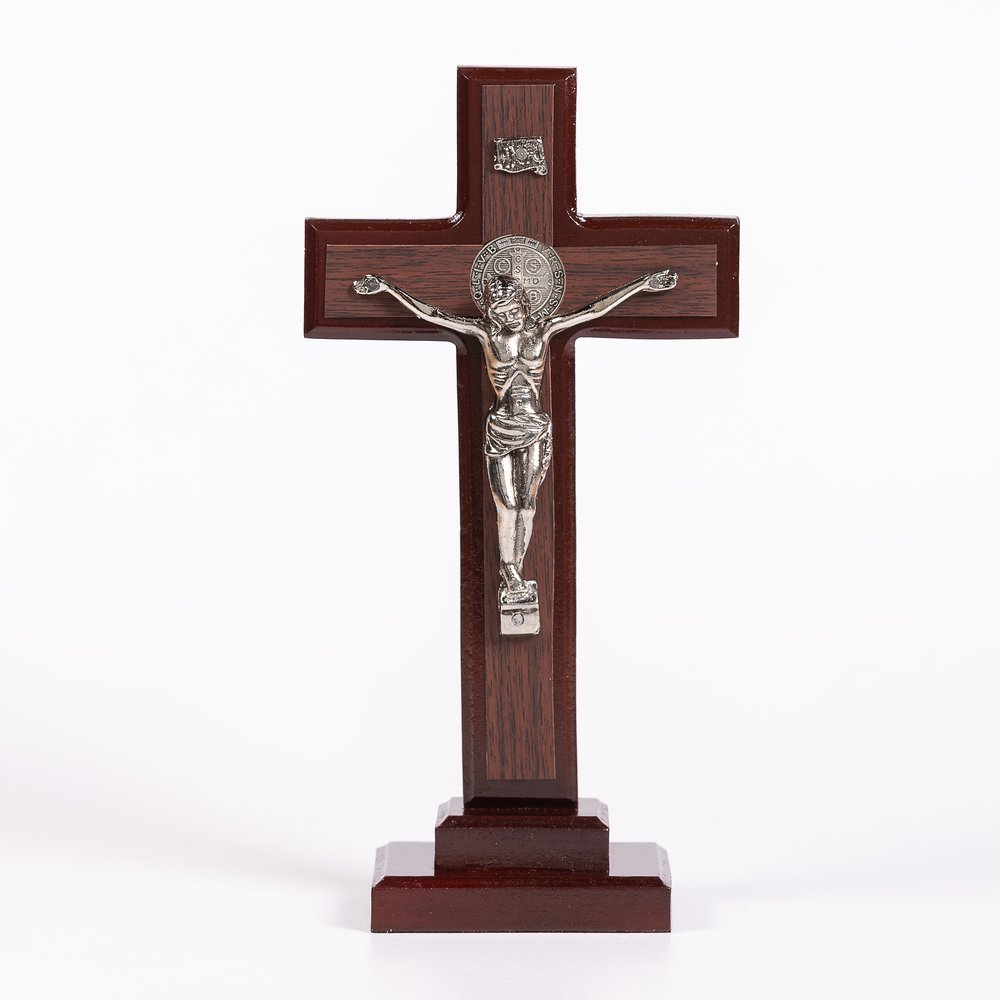 8” Mahogany Tabletop St. Benedict Crucifix