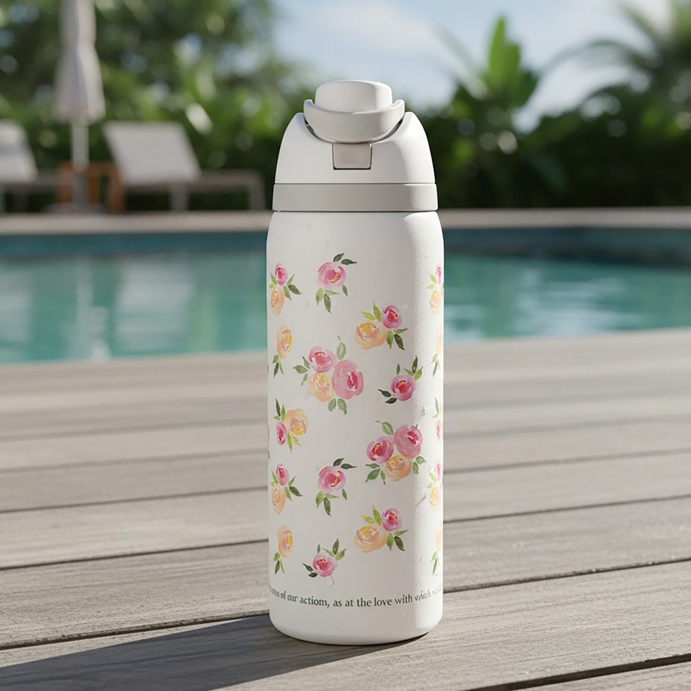 Monogramed Floral St. Therese Water Bottle