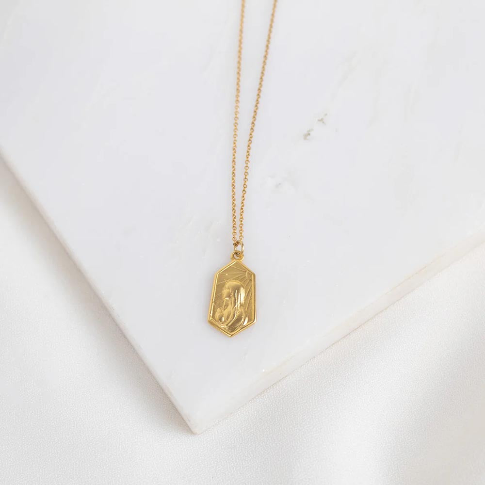 Gold Our Lady of Fatima Profile Necklace