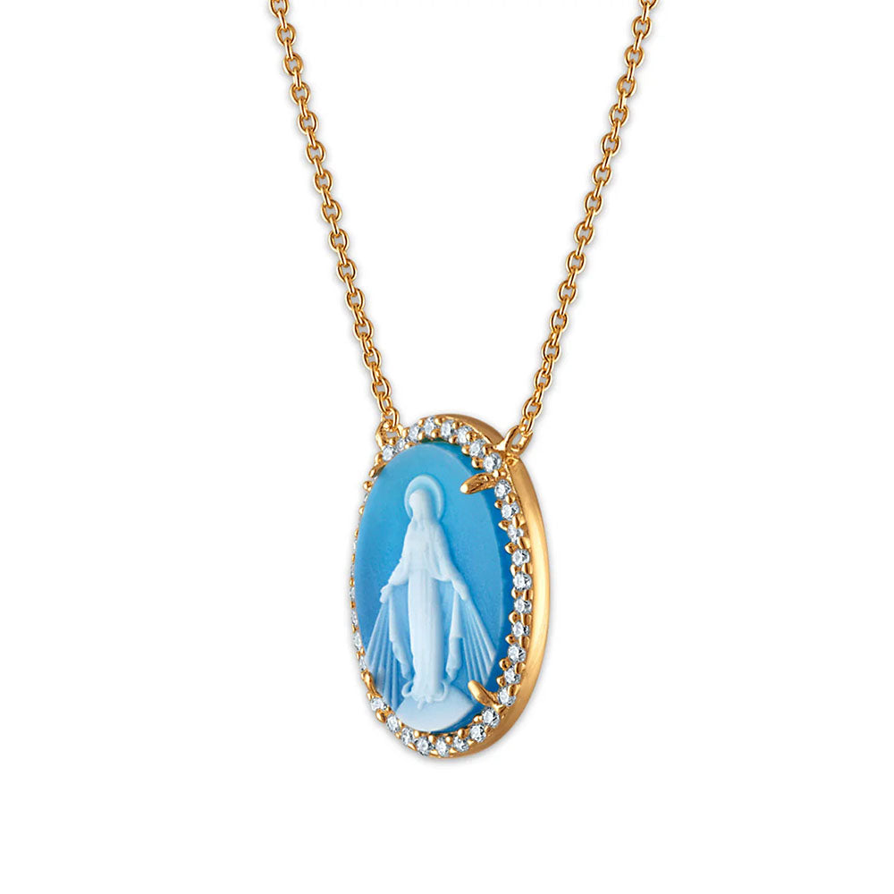 Petite Miraculous Mary Stone Cameo Necklace
