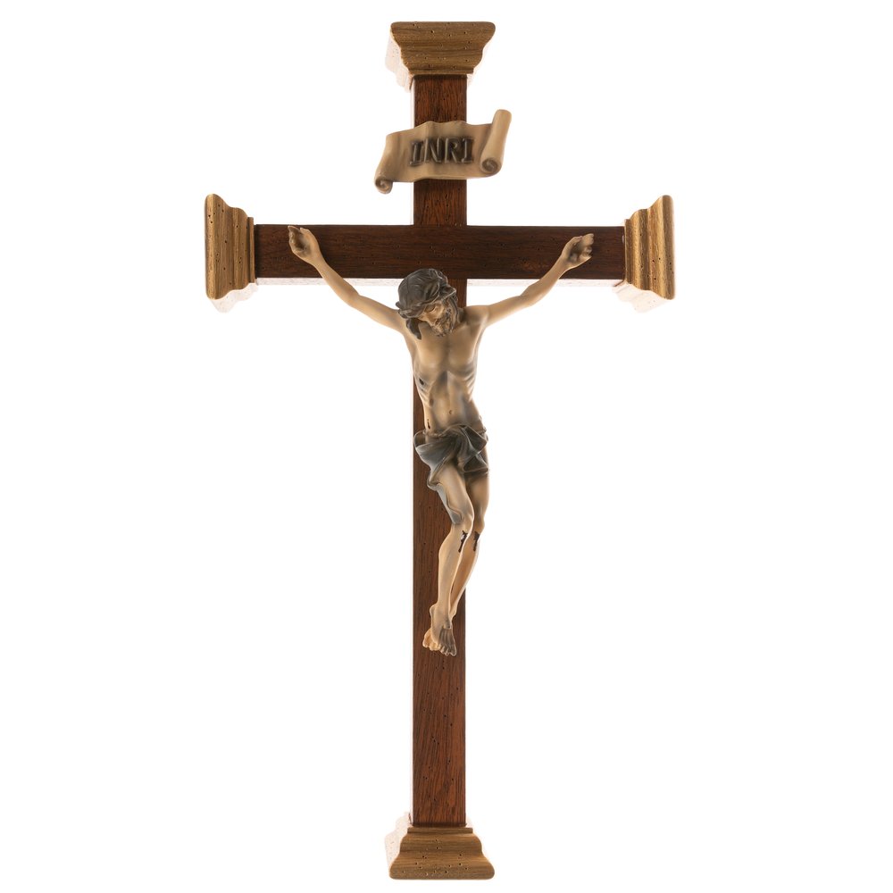 Handmade Italian Mahogany Crucifix - 18"