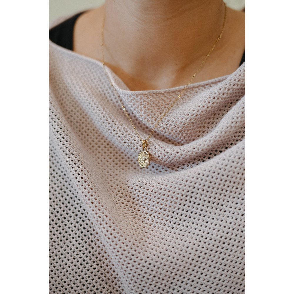 Gold Oval Holy Spirit Dove Necklace