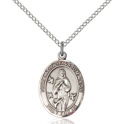 Sterling Silver Our Lady Of Assumption Pendant w/ Chain