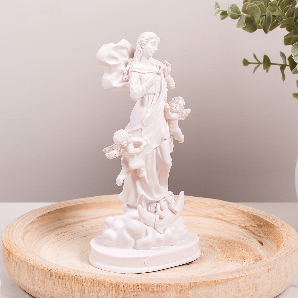 White Our Lady Undoer of Knots Statue - 8"