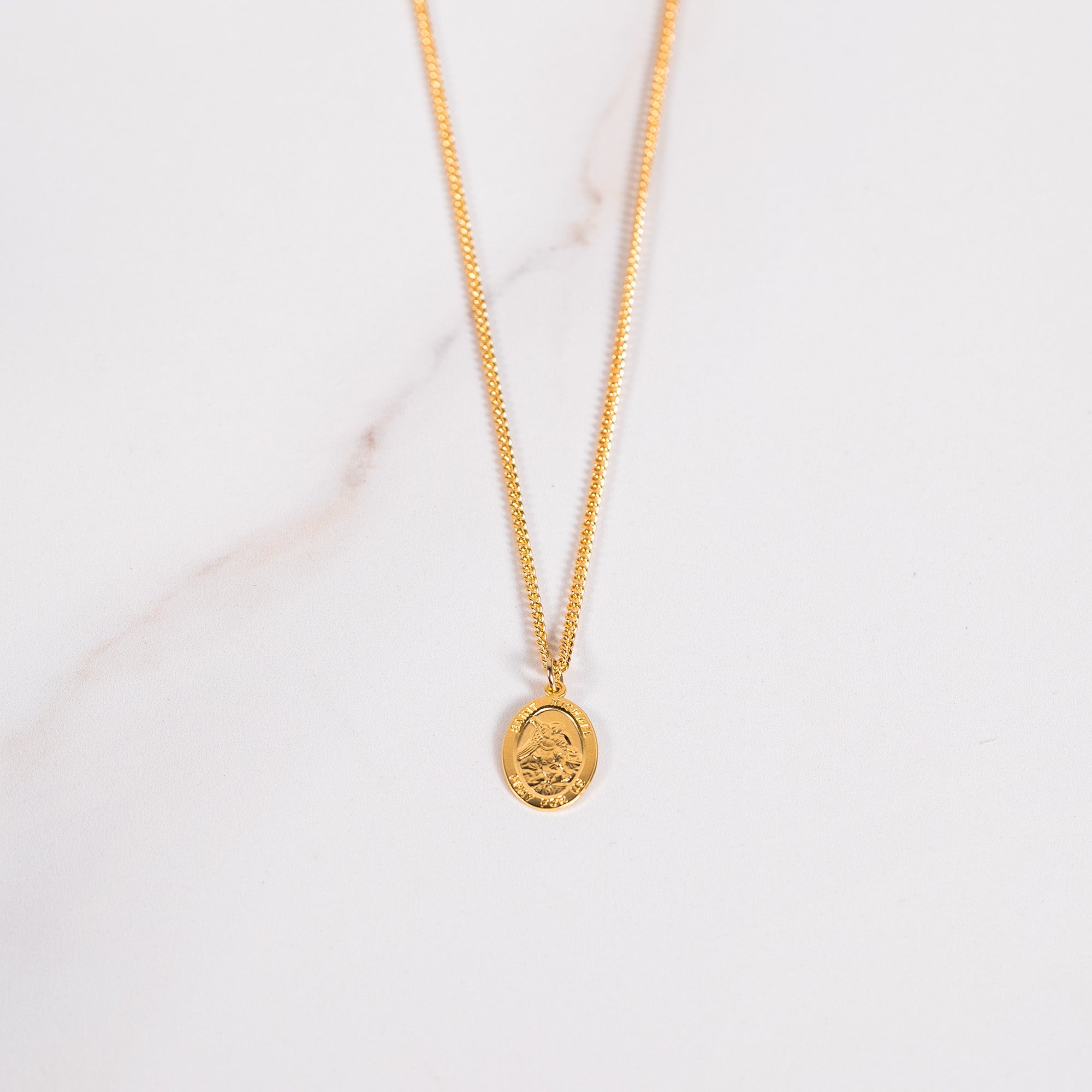 Petite Gold Over Sterling St. Michael Necklace