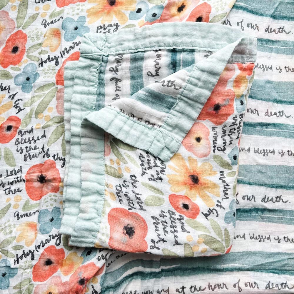 Watercolor Hail Mary Luxury Muslin Kids Blanket