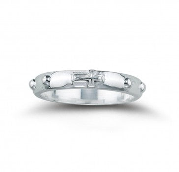 Women's Sterling Silver Engraved Rosary Ring