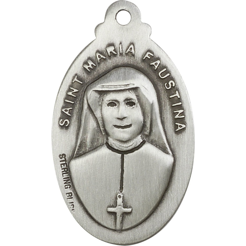 Sterling Silver Divine Mercy Pendant 1 18 X 5/8"