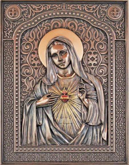 Bronzed Immaculate Heart Plaque - 7.5"