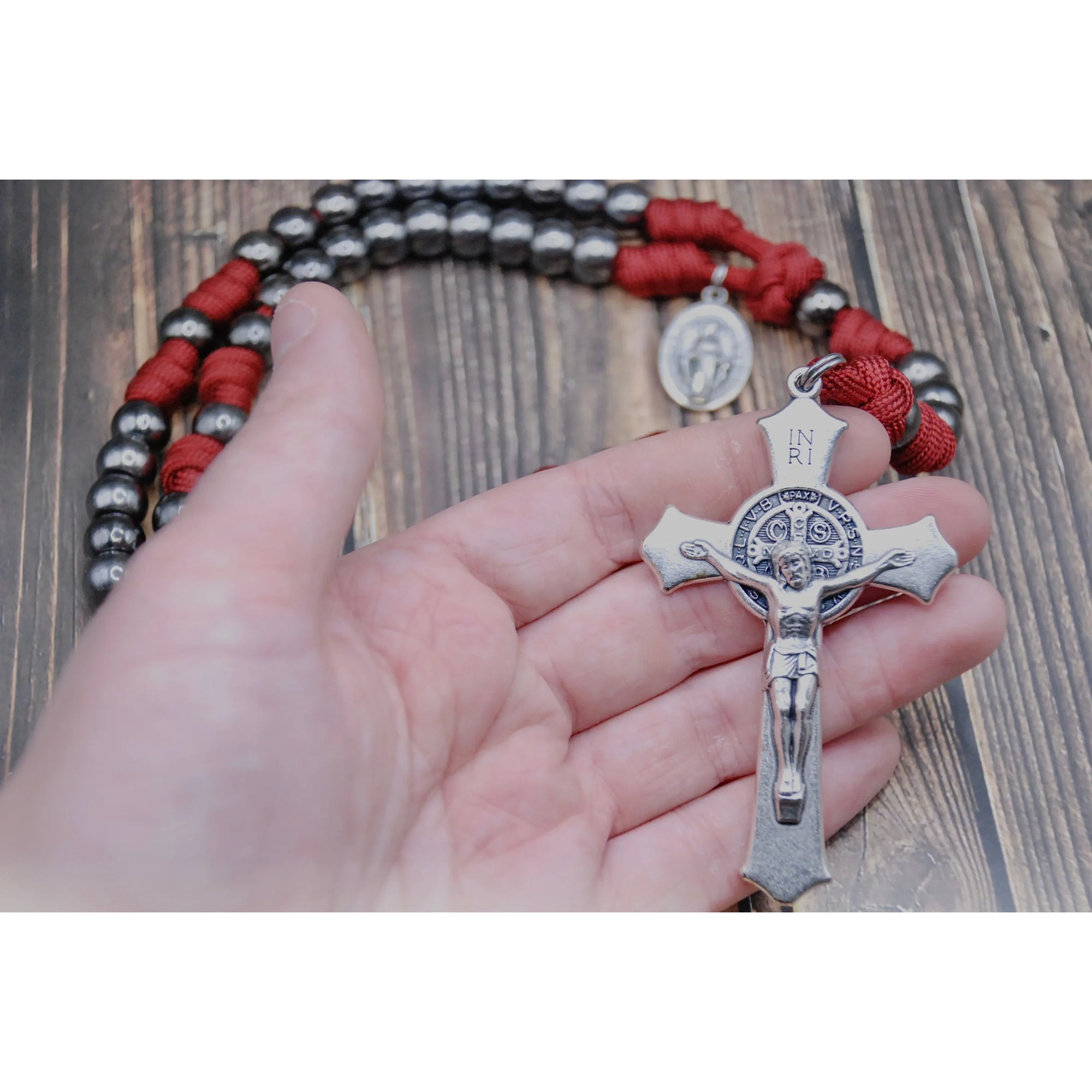 Gunmetal St. Benedict Paracord Rosary - Multiple Colors