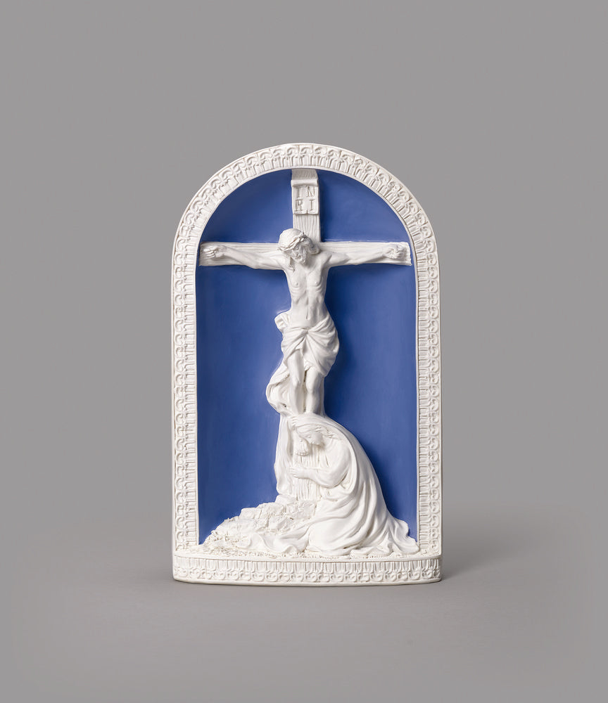 Mary & Jesus at the Crucifixion della Robbia Style Plaque - 12"