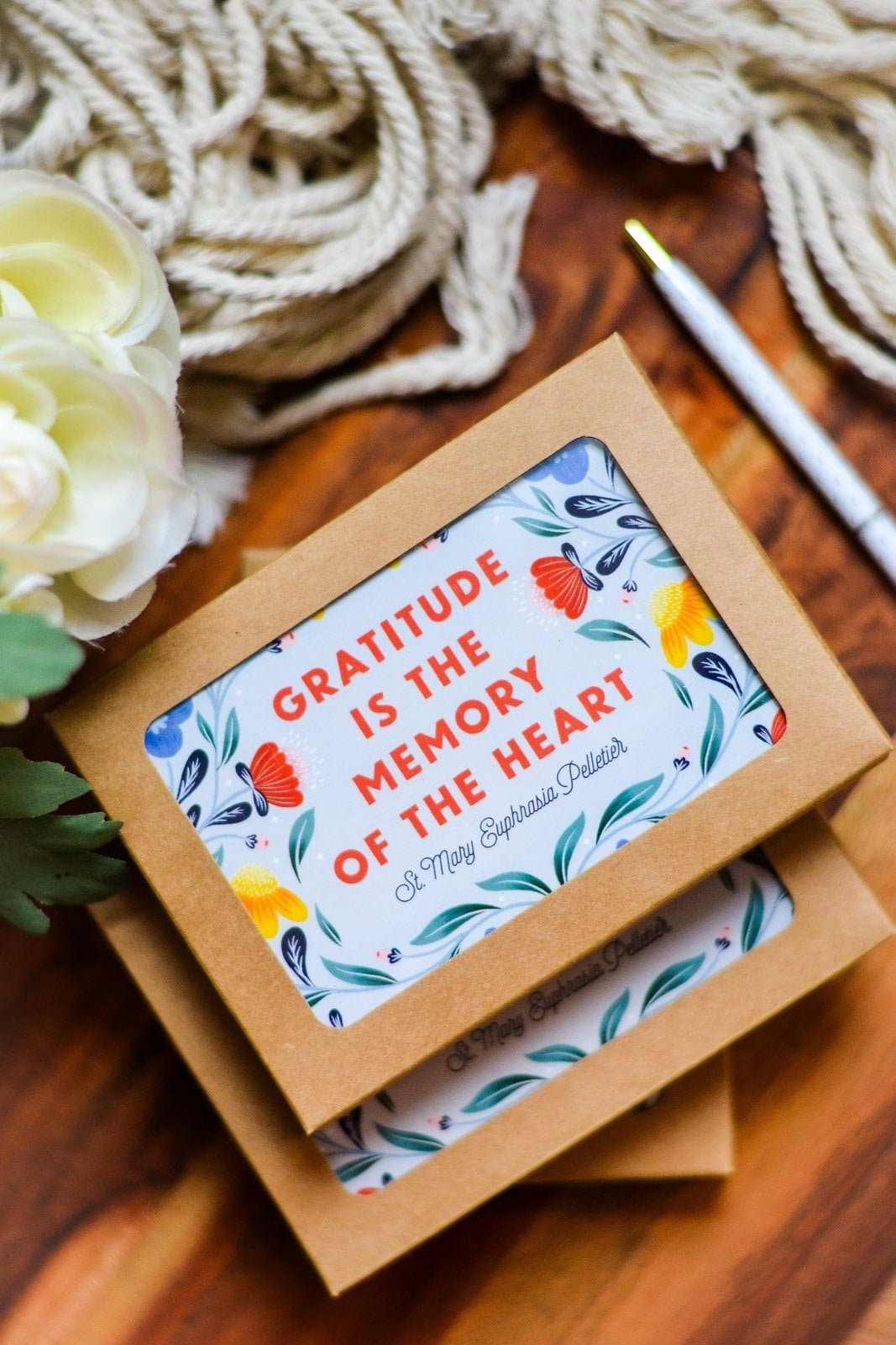 Catholic Floral Thank You Card