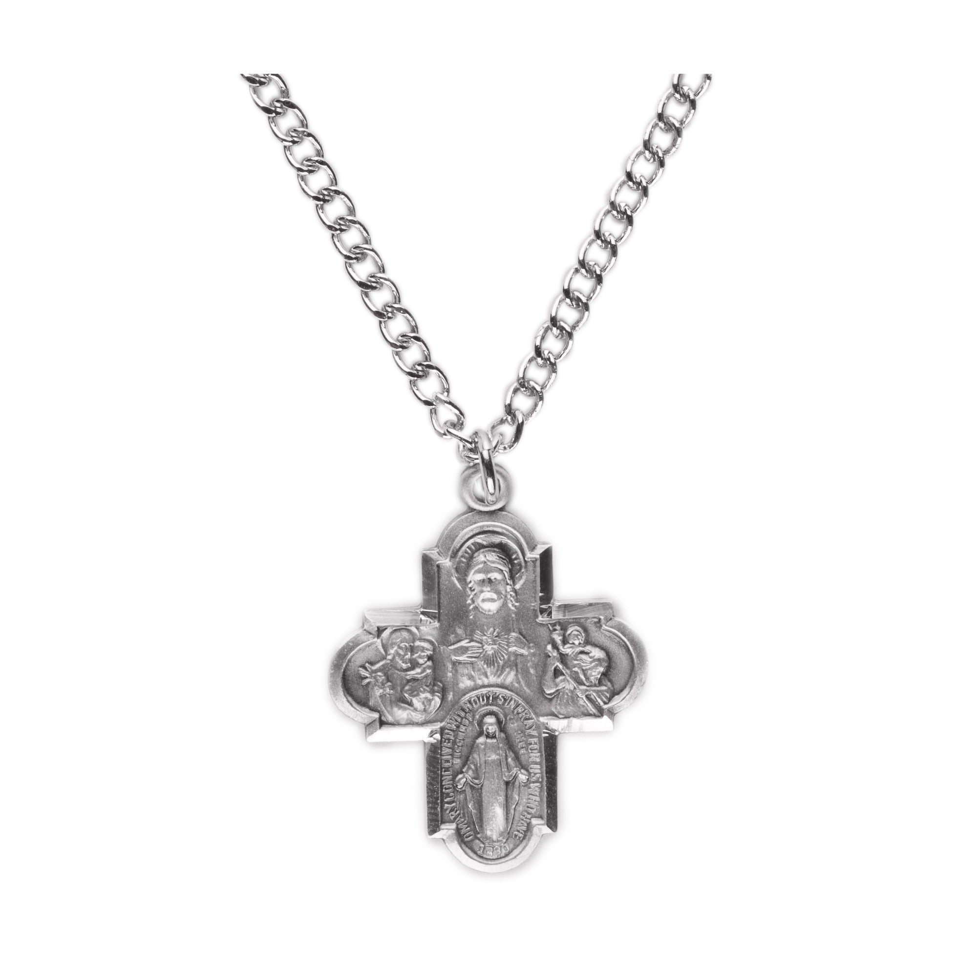 Sterling Silver Four-Way Medal on 24 inch chain - 2003491