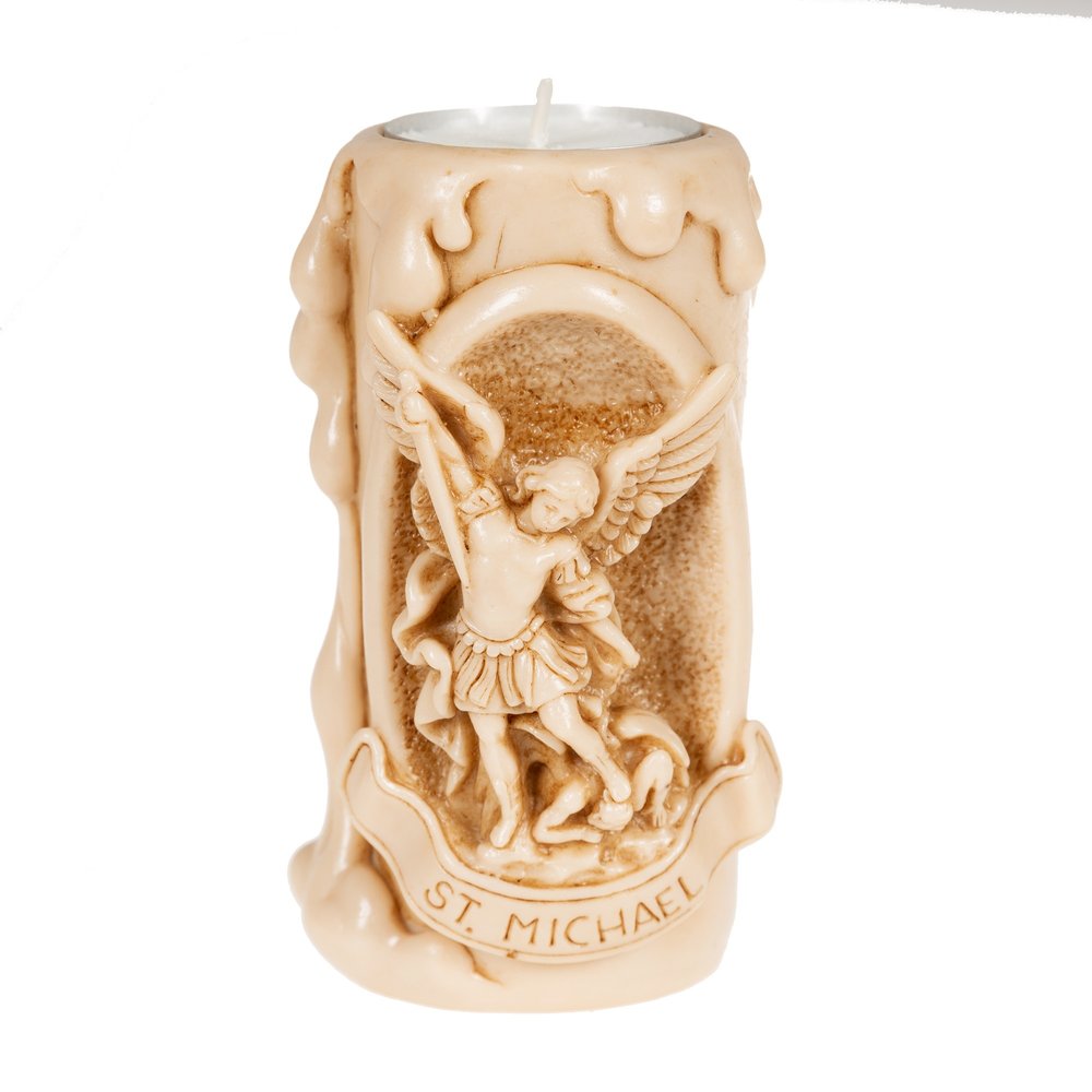 St. Michael Natural Finish Candle Holder