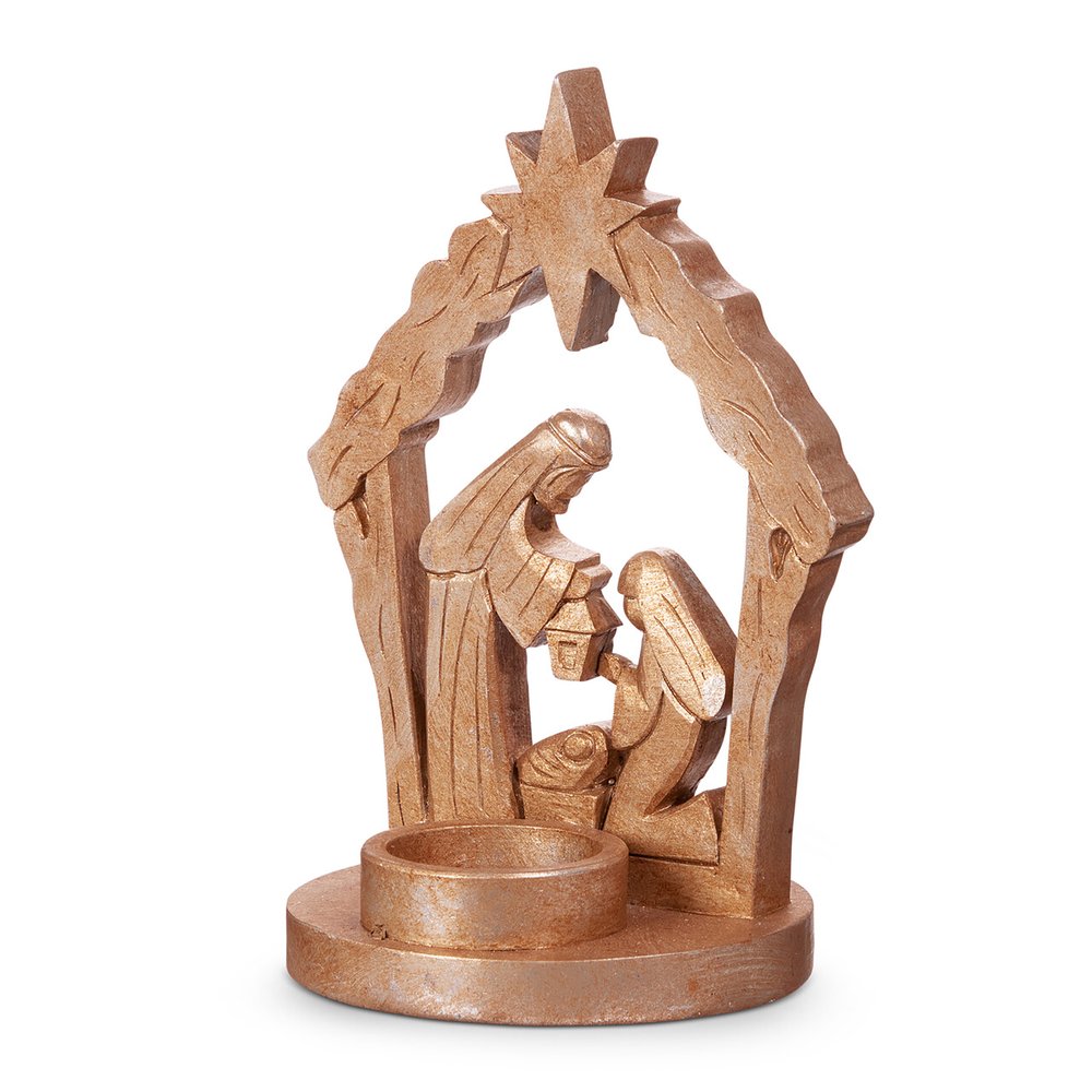 Holy Family One Piece Nativity Candle Holder - 7.25"