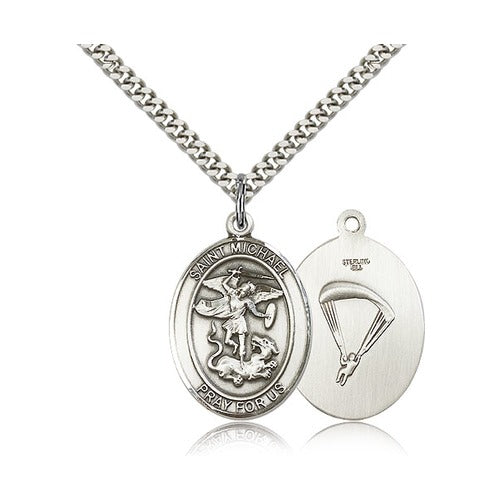 Sterling Silver St. Michael / Paratrooper Pendant w/ chain