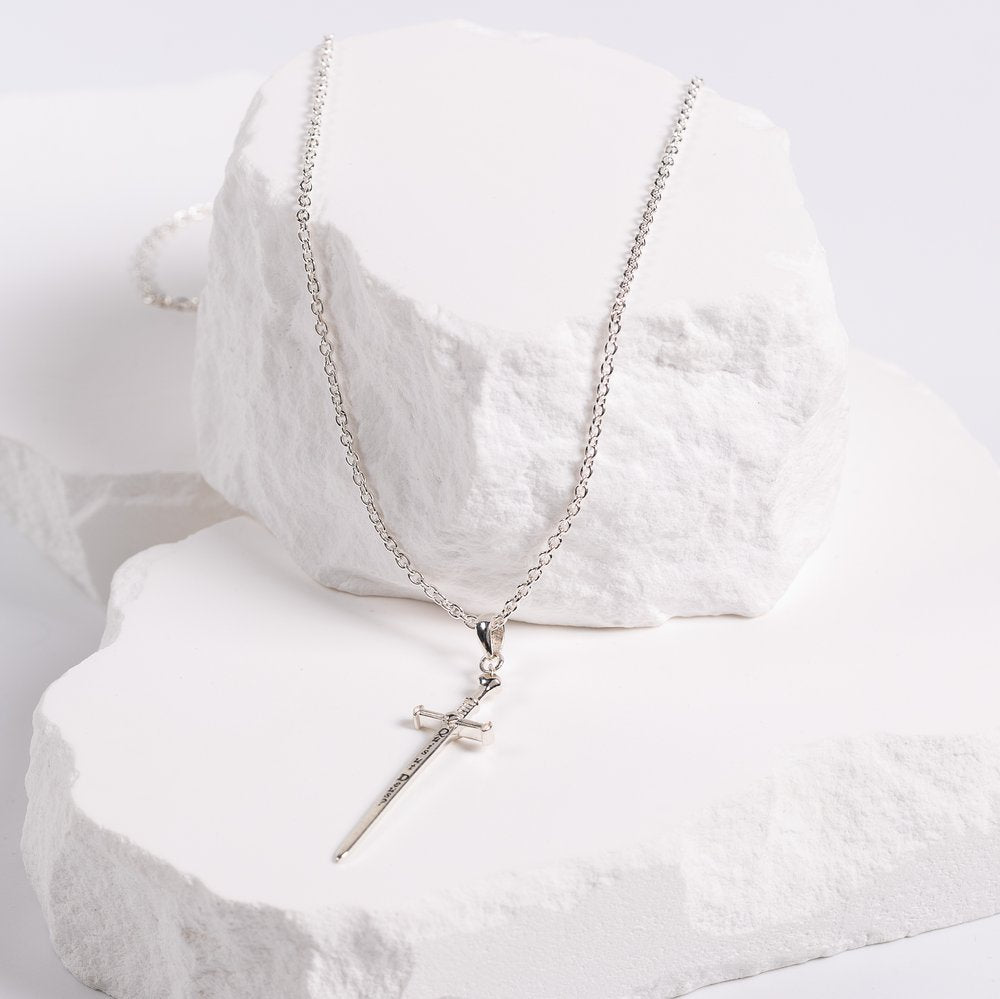 Sterling Silver St. Michael Quis ut Deus Sword Necklace