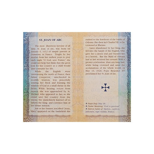 St. Joan of Arc - Mini Lives of the Saints Folded Prayer Card