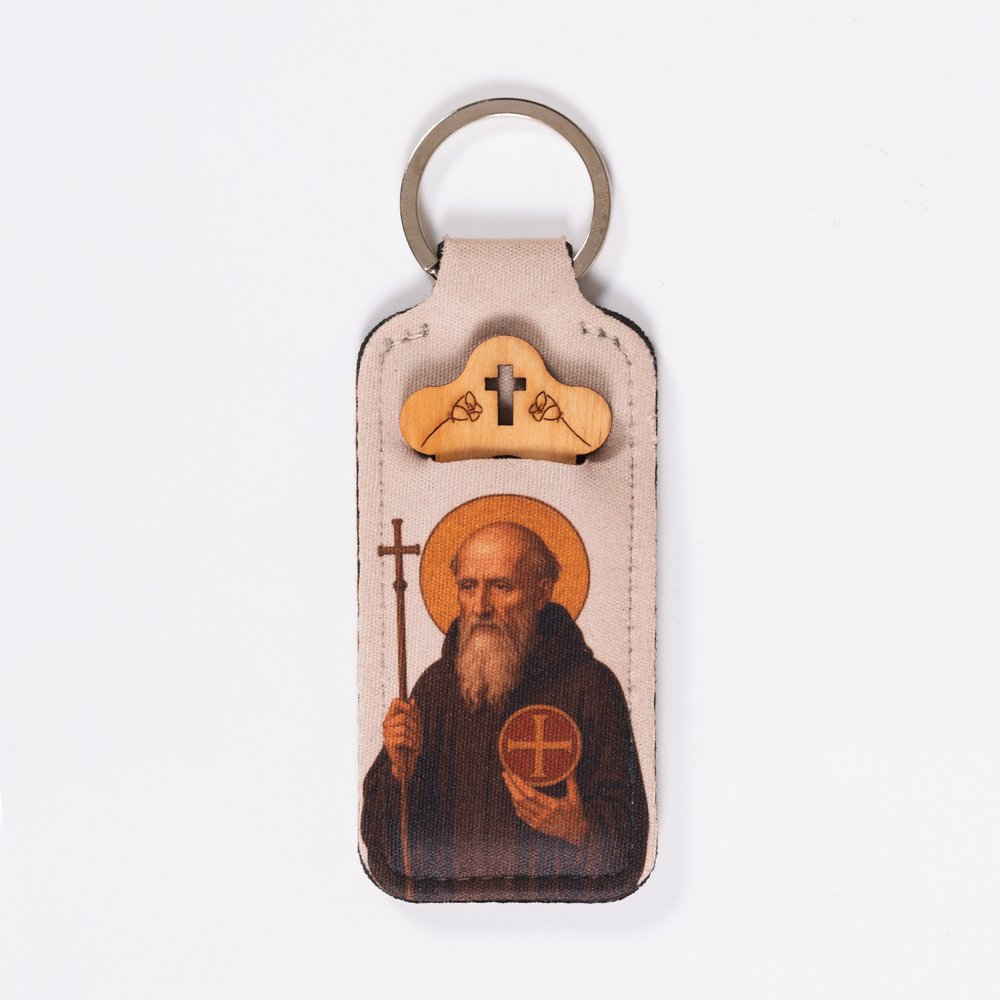 St. Benedict One-Decade Finger Rosary & Pouch Keychain