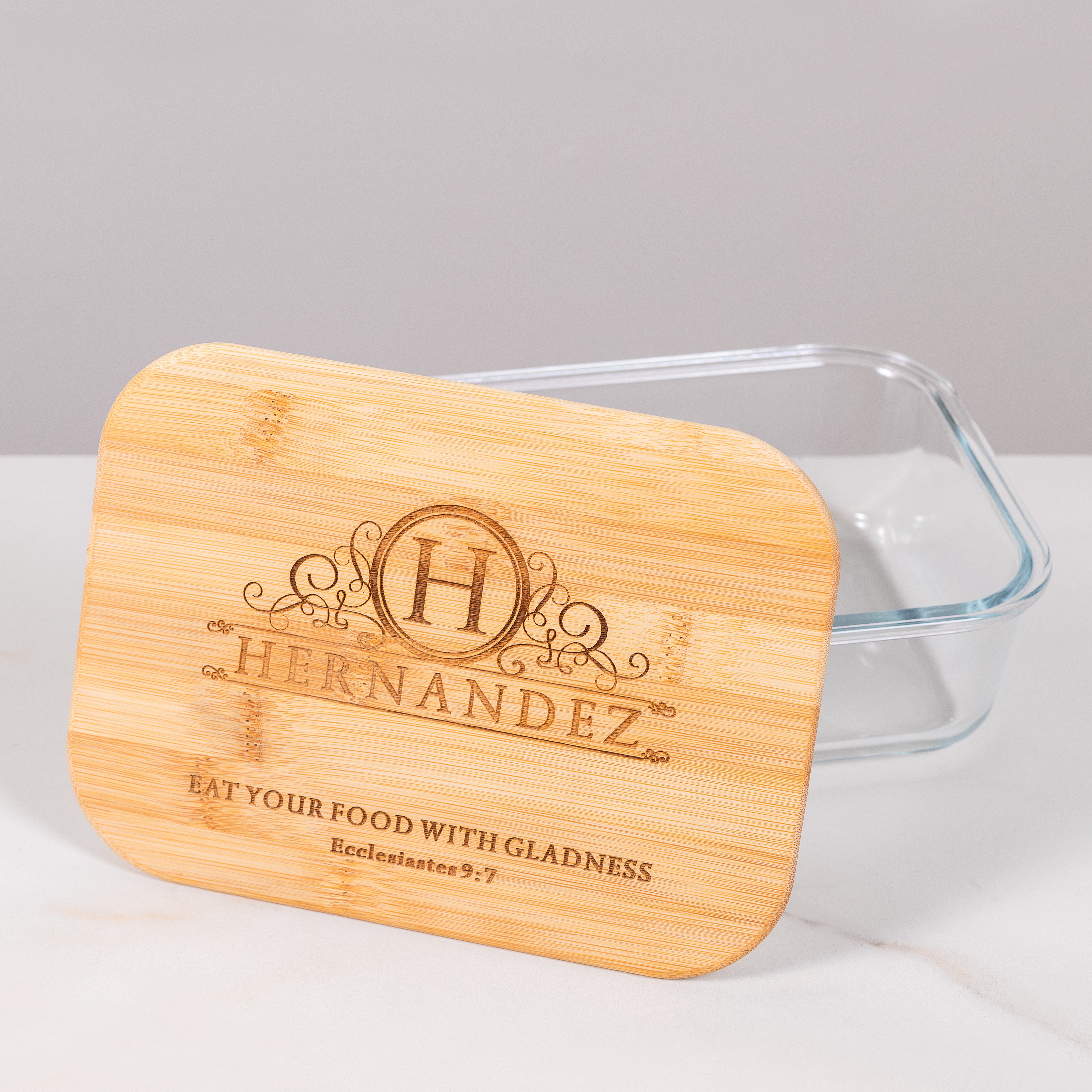 Personalized Scripture Glass Food Storage Container - 50 oz.