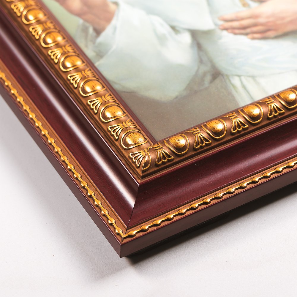 Pope St. John Paul II Ornate Cherry & Gold Framed Print