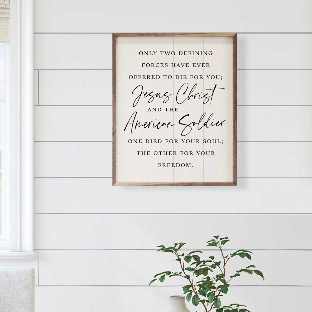Offering Their Lives - Jesus & the American Soldier Framed Art