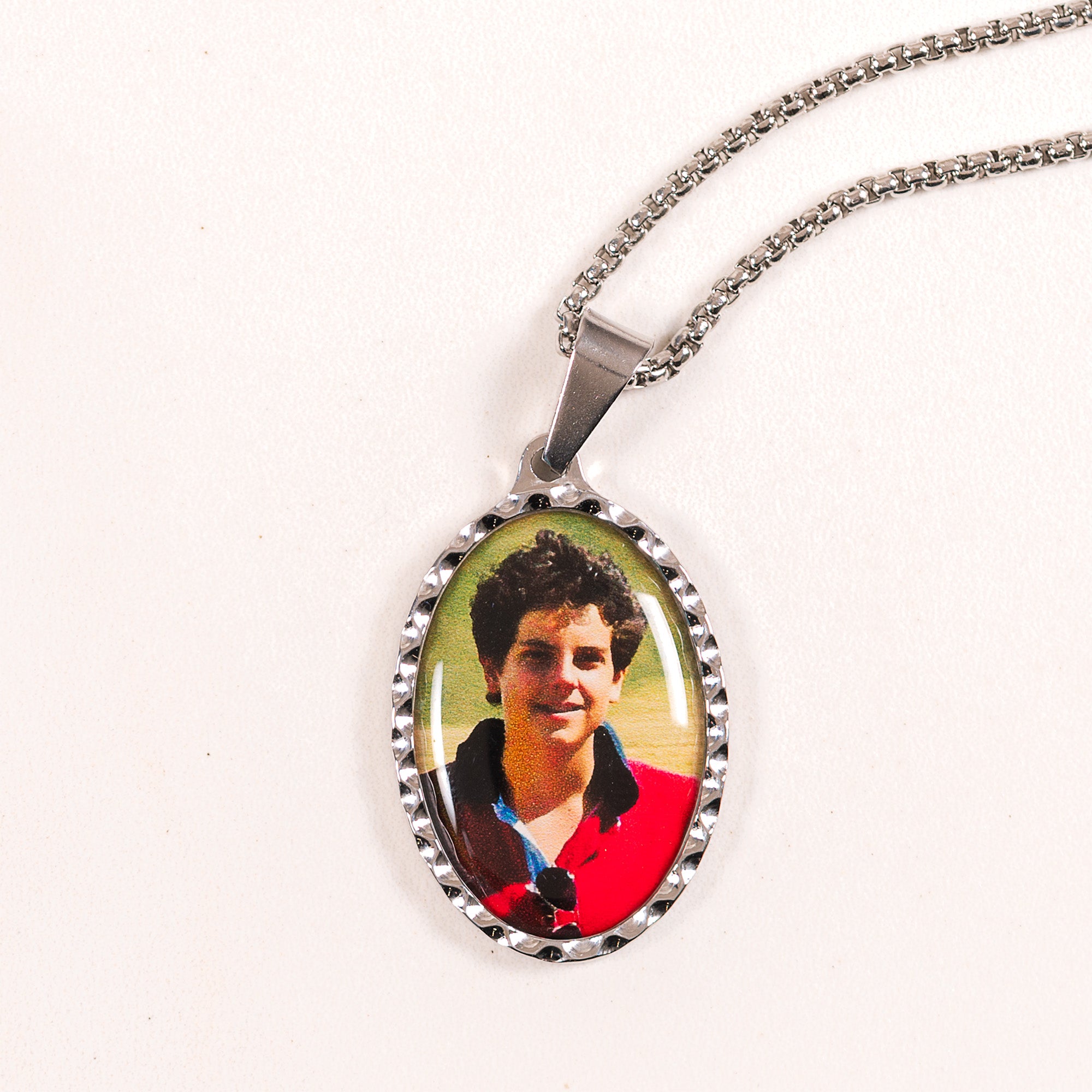Personalized St. Carlo Acutis Oval Picture Pendant Necklace