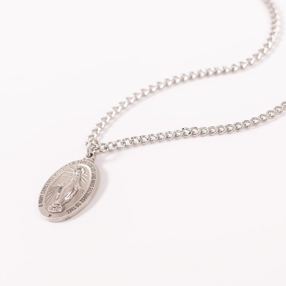 Pewter Miraculous Medal with 24" Chain