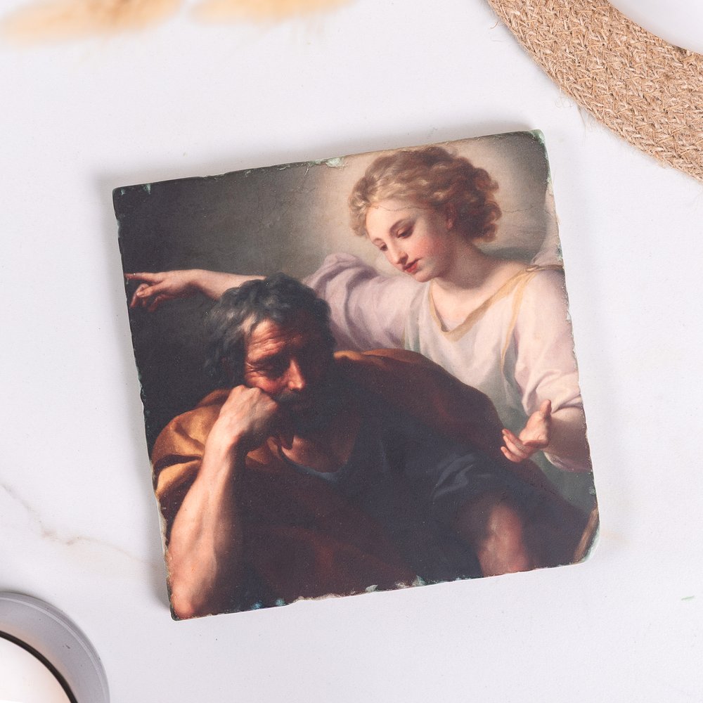 Dream of St. Joseph Tumbled Stone Tile - 6" x 6"