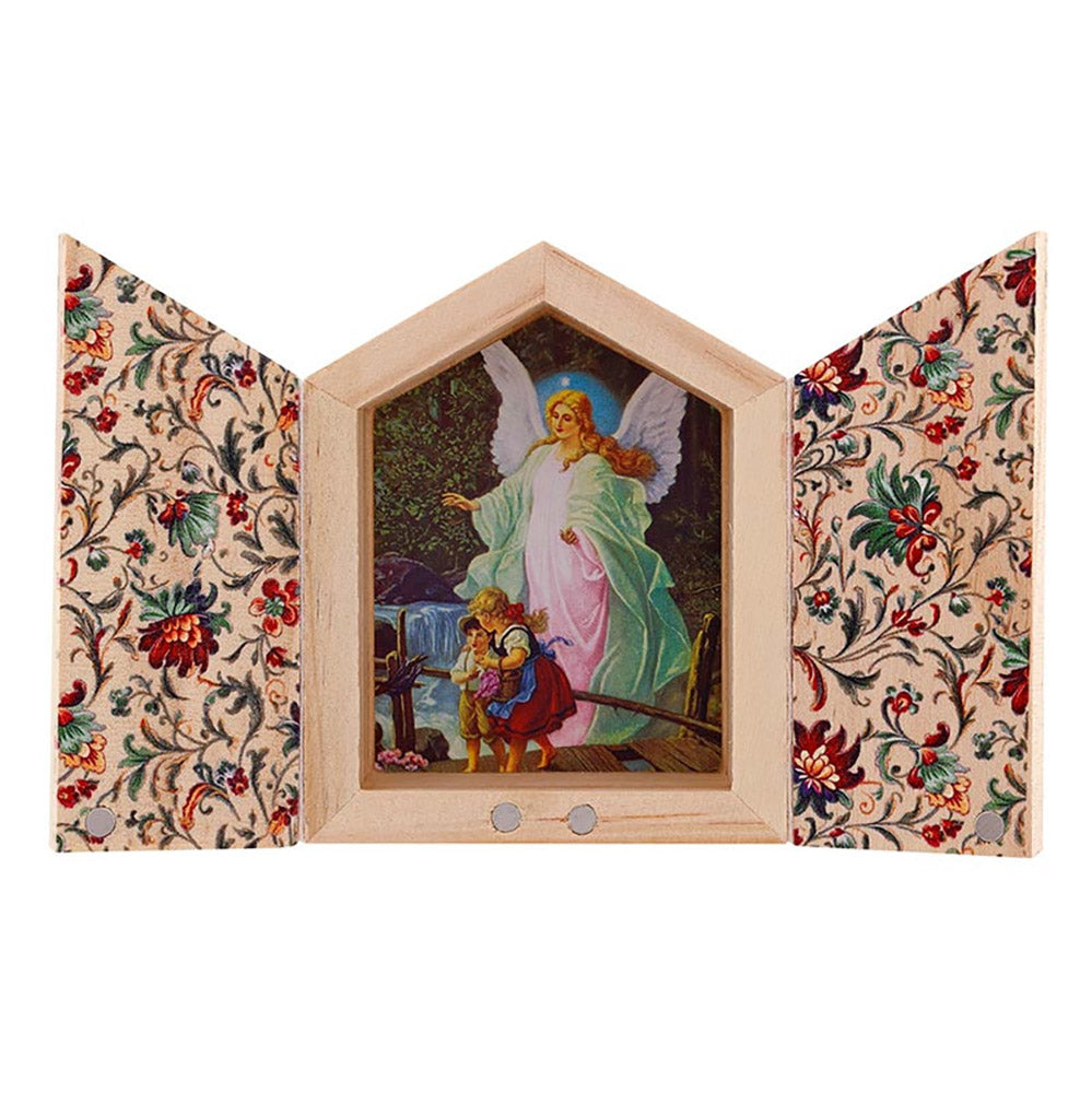 Guardian Angel Miniature Wooden Triptych
