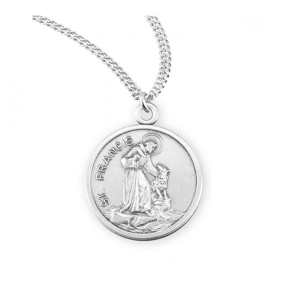 Petite Sterling St. Francis & Lupo Medal Necklace