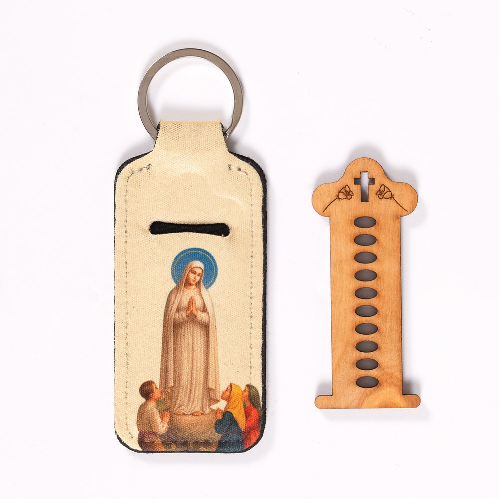 Our Lady of Fatima One-Decade Finger Rosary & Pouch Keychain