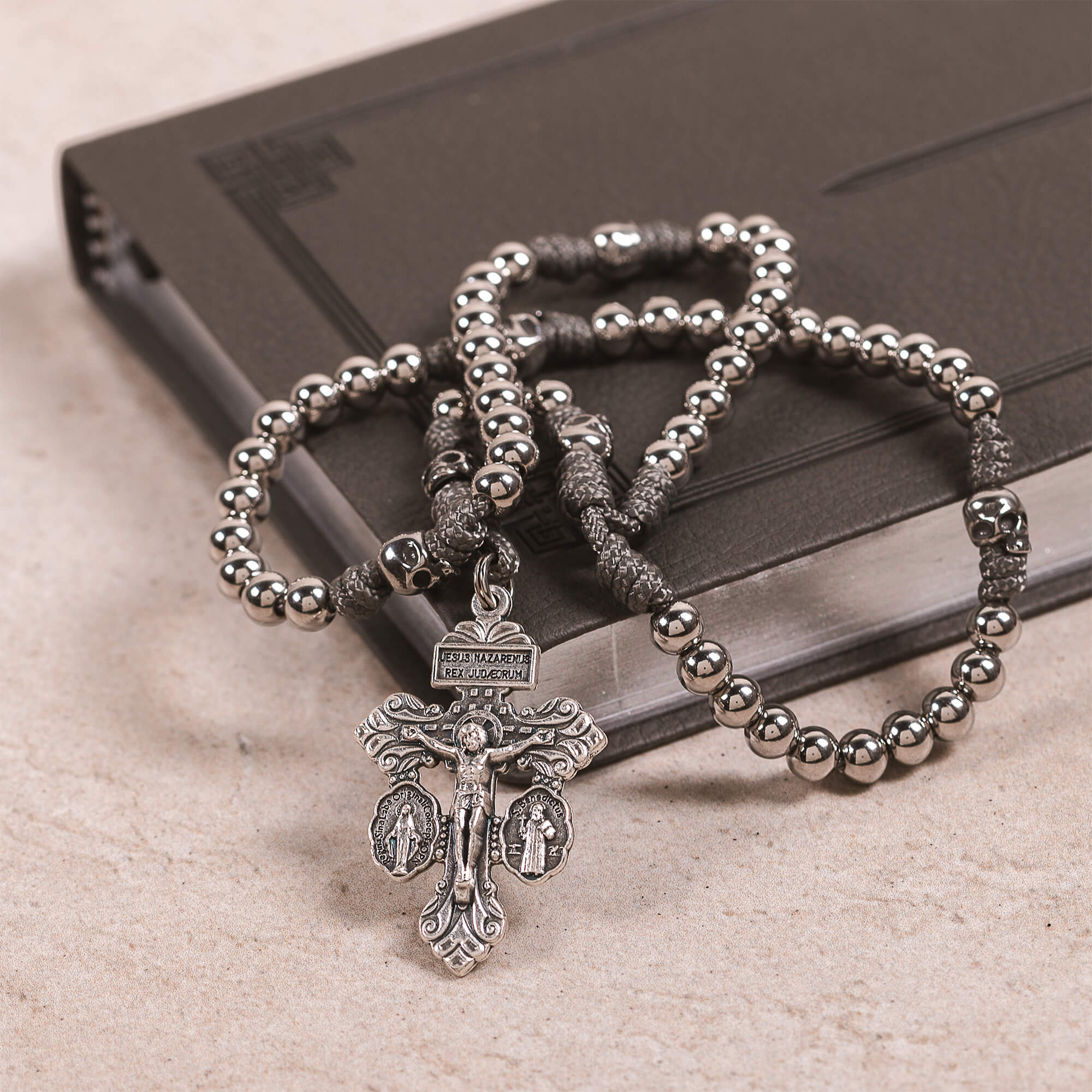 Mini Memento Mori Pardon Crucifix Paracord Rosary | The Catholic
