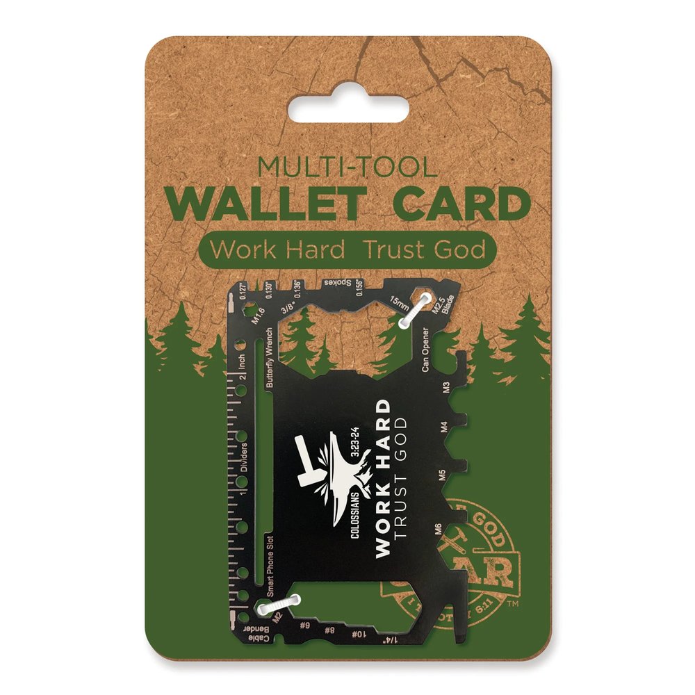 Work Hard Trust God Wallet Card Multi-Tool