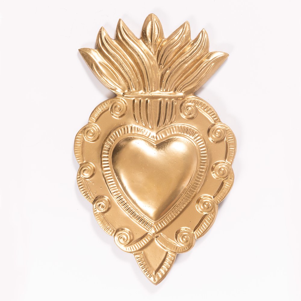 Gold Sacred Heart Wall Plaque - 9"