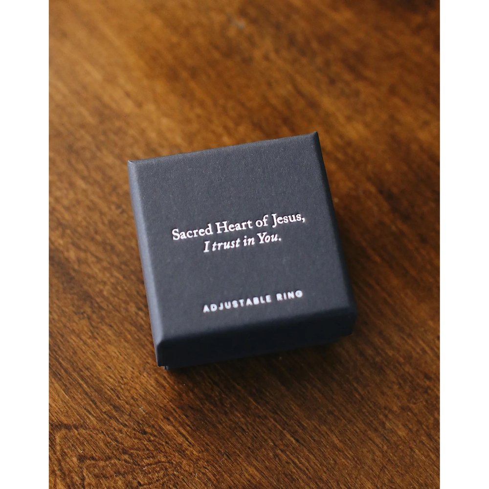 Gold & White Sacred Heart Adjustable Ring