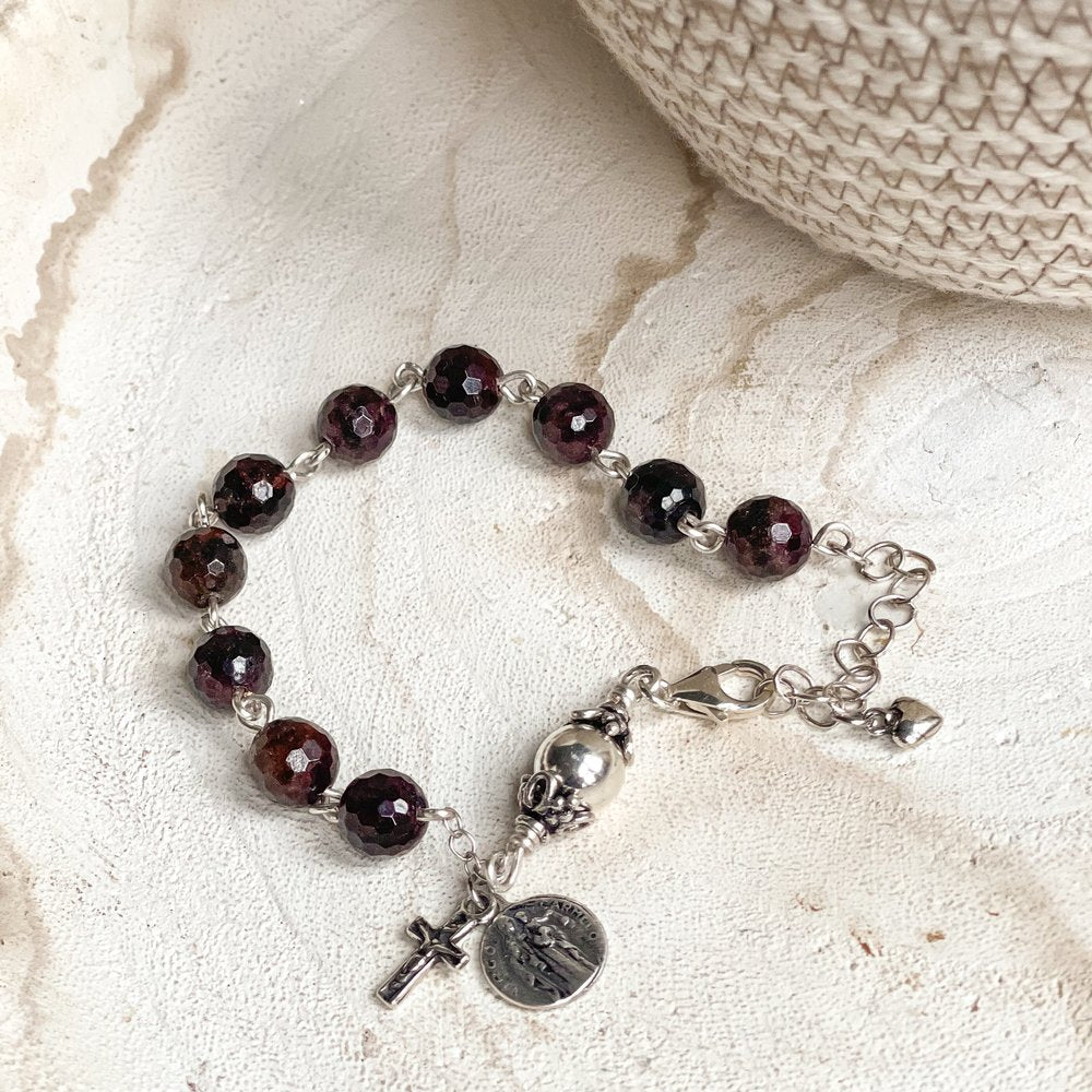 Sterling & Garnet Rosary Bracelet