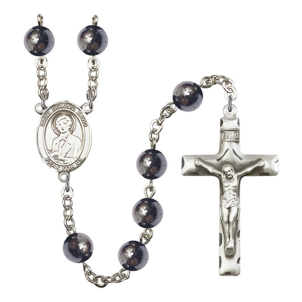 St. Dominic Savio 8mm Hematite Rosary