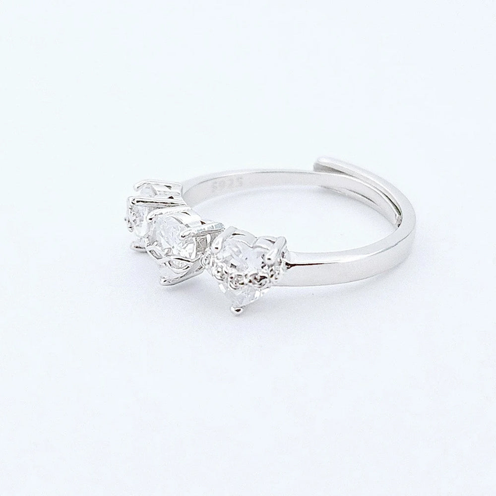 Brilliant Gemstone Three Hearts Ring