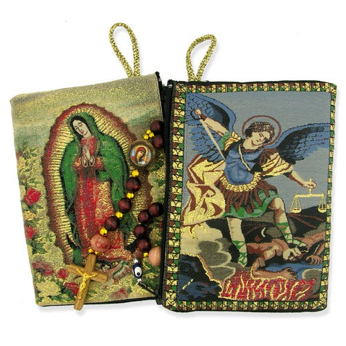 Our Lady of Guadalupe & St. Michael Two Sided Rosary Pouch