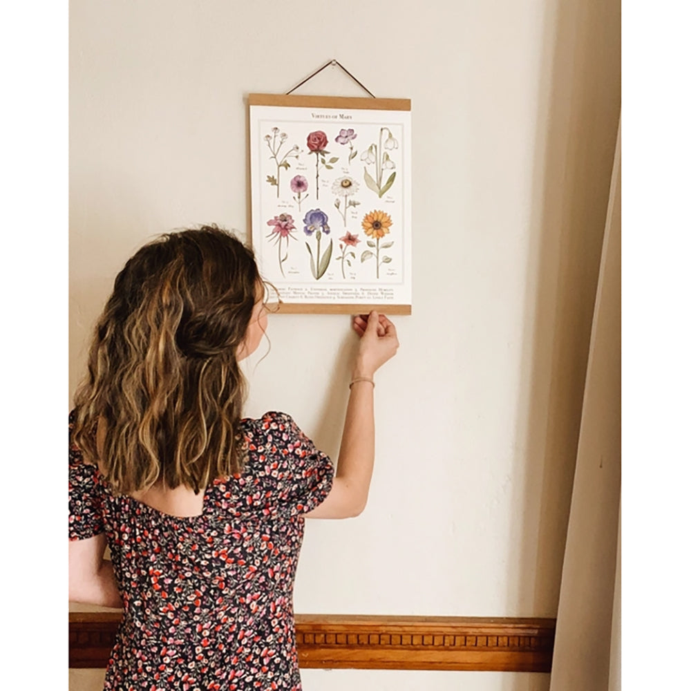 Virtues of Mary Vintage Floral Poster - 11" x 14"