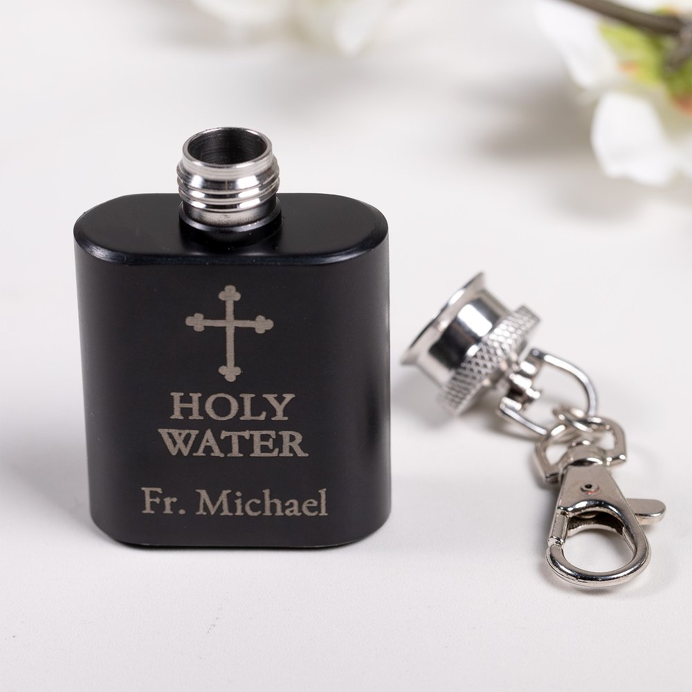 Personalized Holy Water Mini Flask Keychain
