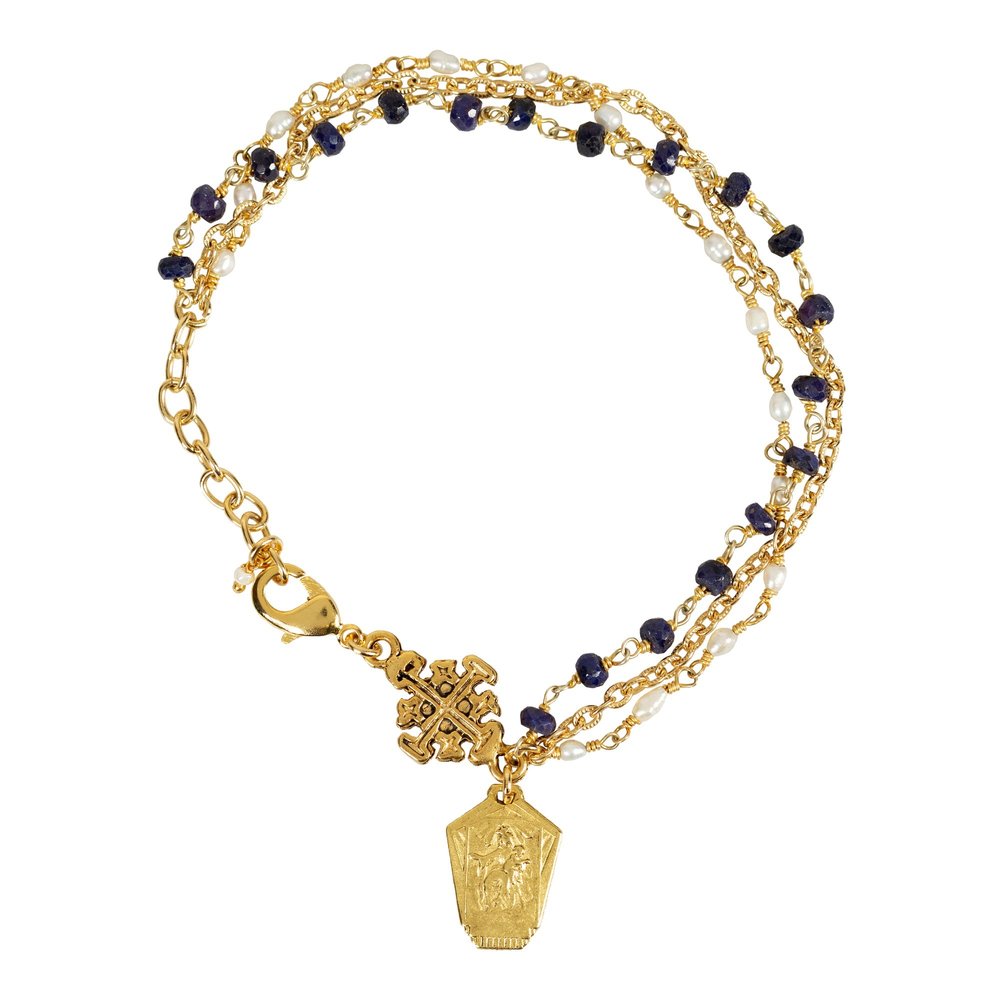 Sapphire and Pearl Scapular Bracelet