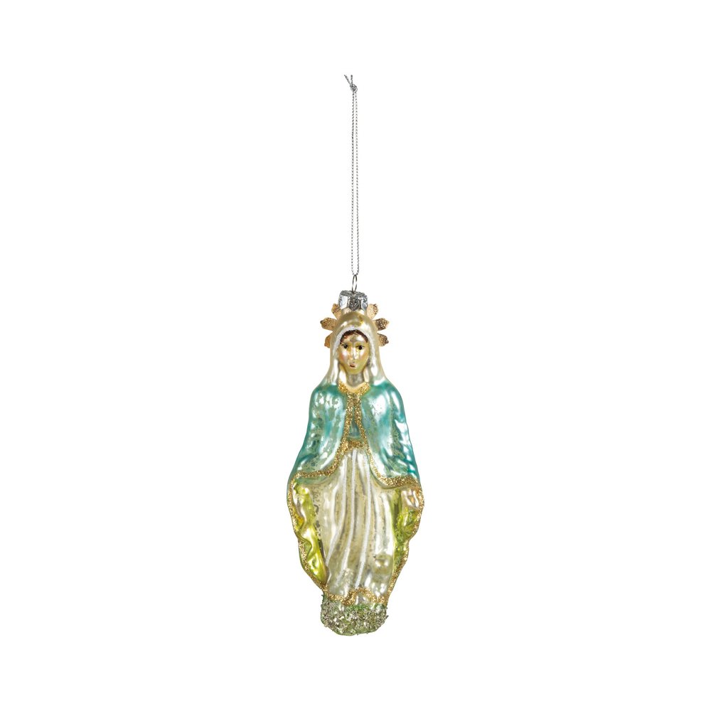 Hand-Painted Mercury Glass Mary Ornament with Glitter