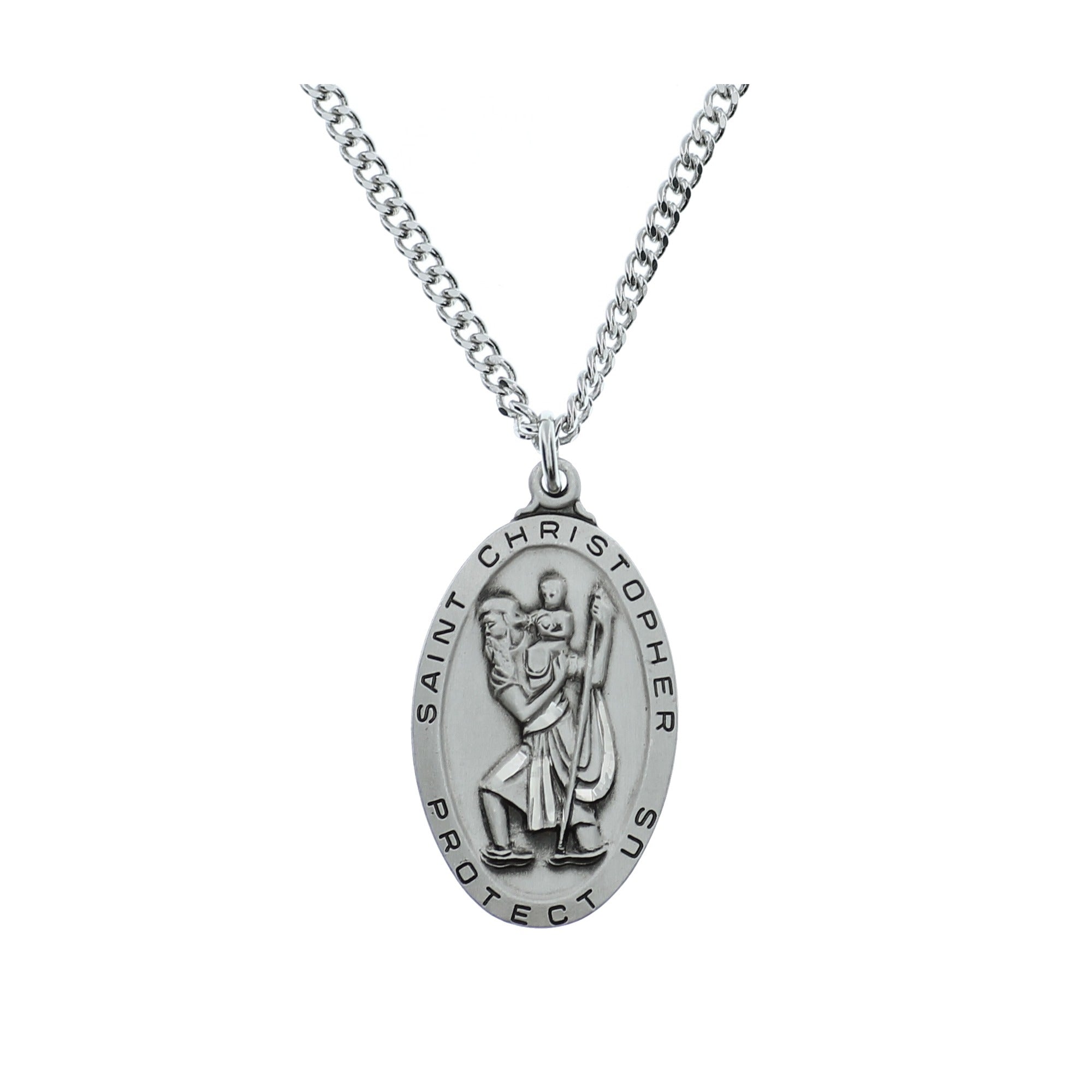 Sterling Silver St. Christopher Medal on 24 inch chain - 2003512