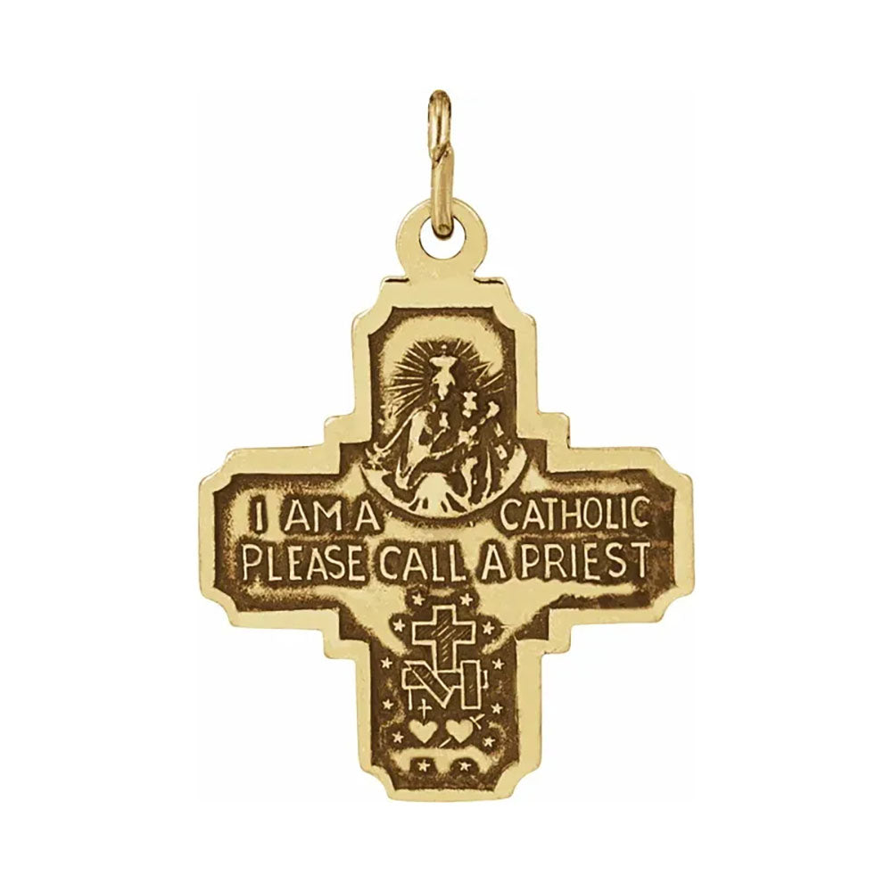 14kt Yellow 18x18mm Four-Way Cross Medal