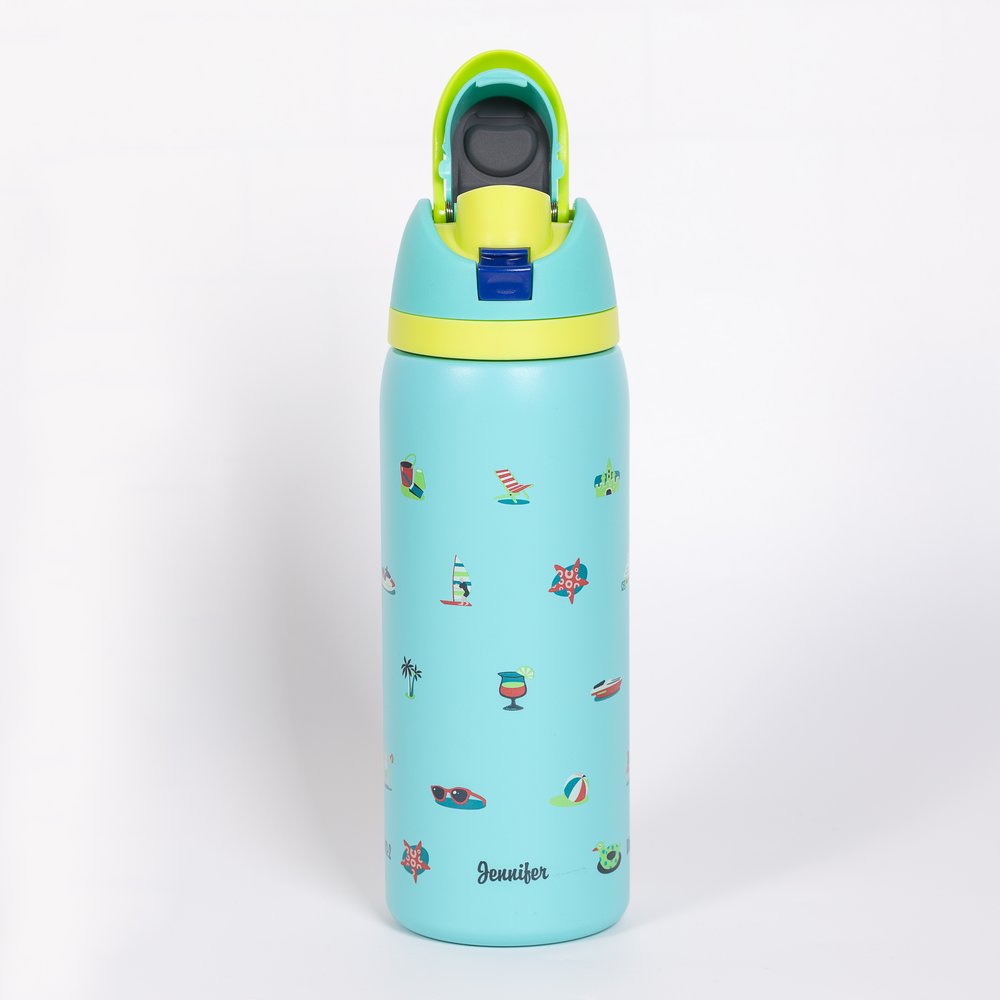 Personalized Deep Waters Teal Beach Water Bottle