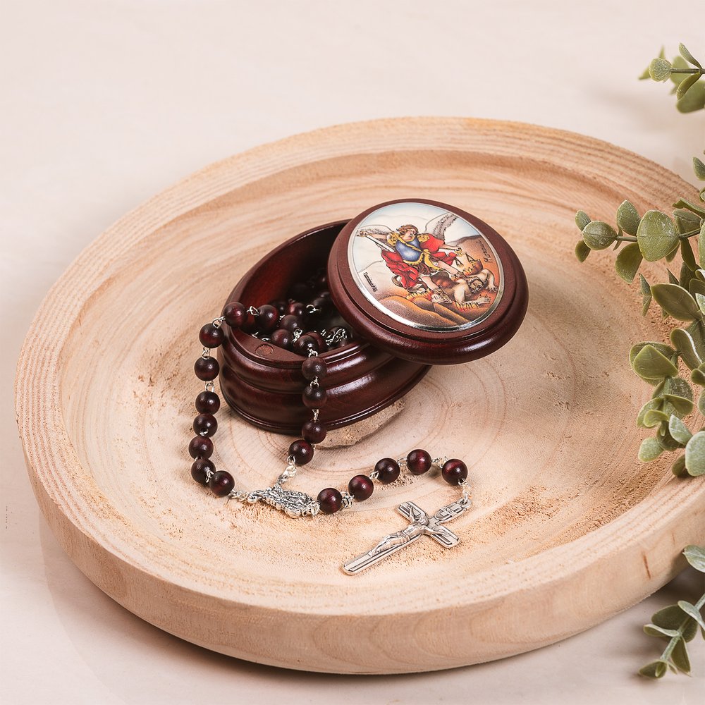 Italian St. Michael Rosary Box & Rosary Set