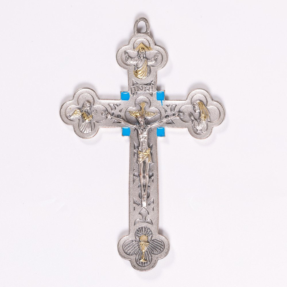 Silver Plated Latin Crucifix of Mercy - 6"